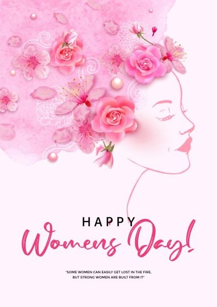 women power, happy womens day, illustration, Pink International Womens Day Poster Template