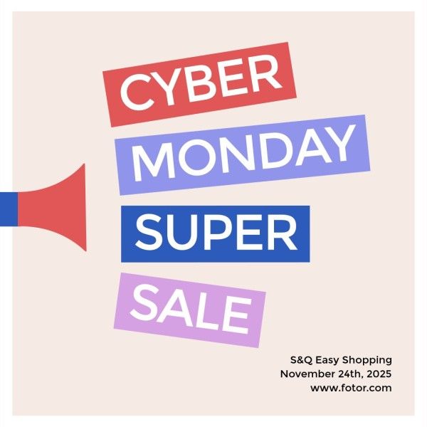 promotion, shop online, commodity, Cyber Monday Super Sale Instagram Post Template