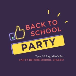 invitation, invite, student, Back To School Party Instagram Post Template