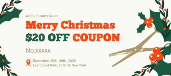 Christmas Hair Salon Discount  Gift Certificate