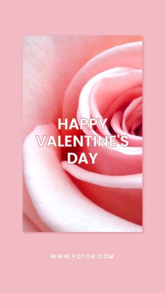 love, illustration, life, Pink Flower Happy Valentines Day Instagram Story Template