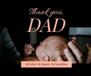 father, father's day, kid, Black Thank You Dad Facebook Post Template