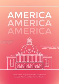 梯度粉红美国旅行 英文海报