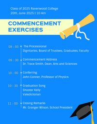 graduation, school, student, Blue Class Of 2030 Commencement Exercises Program Template