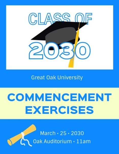 Blue Class Of 2030 Commencement Exercises Program
